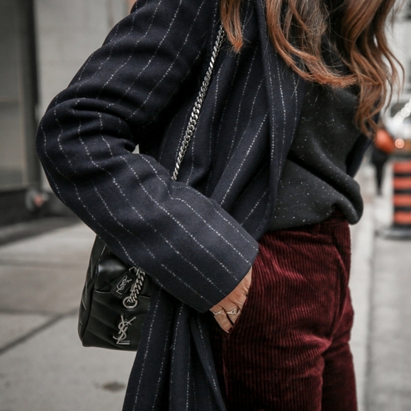Aritzia Black Pinstripe Pea Coat - Picture 3 of 16